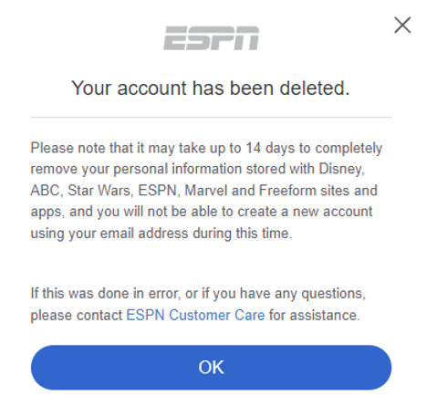 GeAnalisisDatos's tweet photo. @espn la única opción que encontré fue por configuración escogí eliminar cuenta pero sigue llegando el cobro mensual, qué se debe hacer para eliminar esa suscripción y que no llegue el cobro mensual.

Anexo información de los pasos que se siguieron, pero sigue llegando cobro mes. https://t.co/8gMtrEnAOW