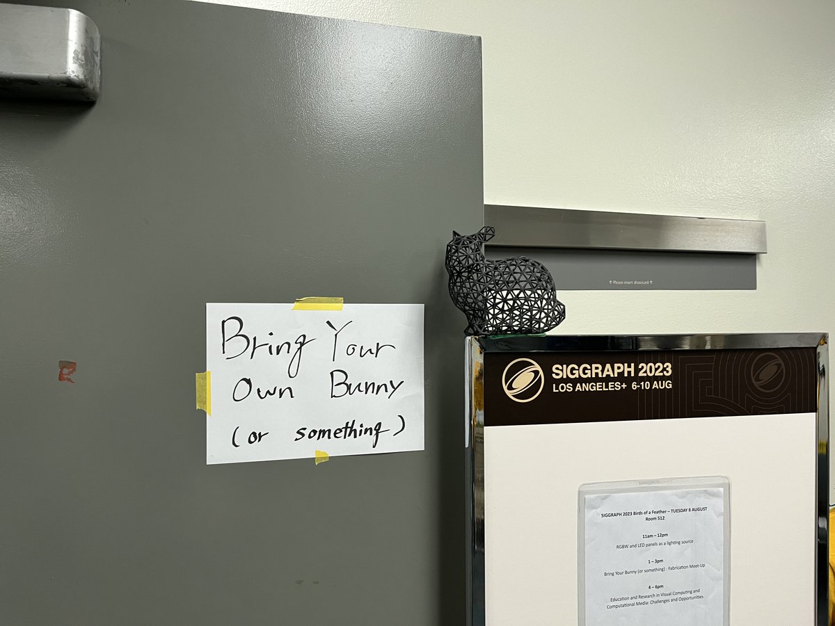 koya_narumi's tweet photo. In #SIGGRAPH2023 , we organized a BoF session "Bring Your Bunny," where people in SIGGRAPH/CHI/UIST/etc fab community gathered and exhibited their artifacts. It was a great opportunity bridging different topics and conferences. We should have it in future conferences as well! https://t.co/3BwsVXC03y