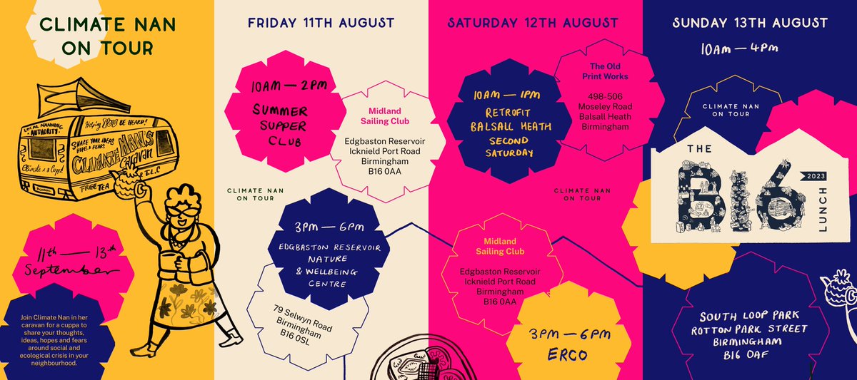CIVIC_SQUARE's tweet photo. Join Climate Nan in her caravan for a Cuppa to share your thoughts, ideas, hopes and fears around social, ecological, and climate futures in your neighbourhood over the next few days, check the poster for further details. https://t.co/9onMqEutHy