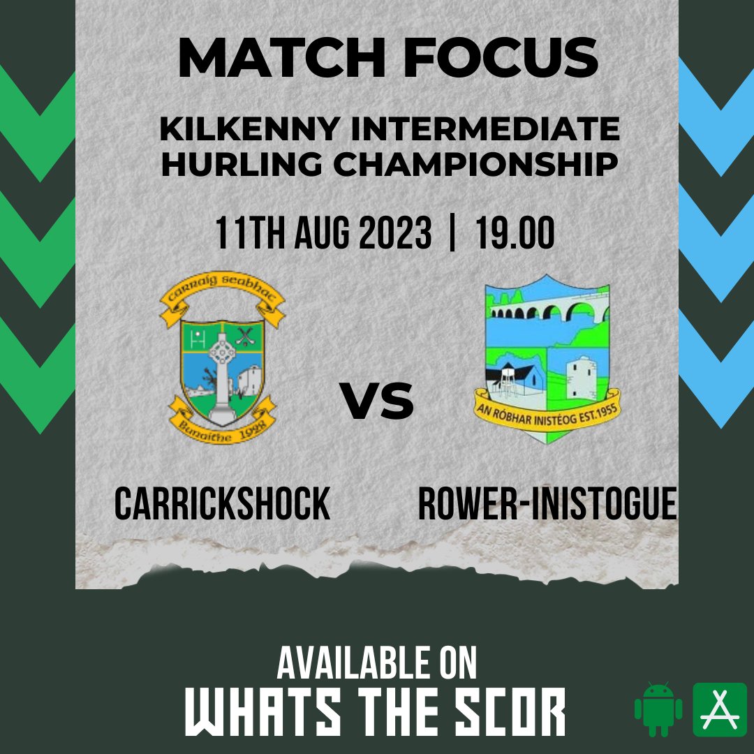 WhatstheScor's tweet photo. Our 'Match Focus' game tonight takes place in Kilkenny for the Intermediate Hurling clash between @carrickshockgaa & @Rower_Inistioge at 19.00
Follow the game live on the @WhatstheScor App 📲
#kilkennygaa #matchfocus #carrickshockgaa #rowerinistioge #GAA #club #clubchampionship https://t.co/nHClBAcpe2