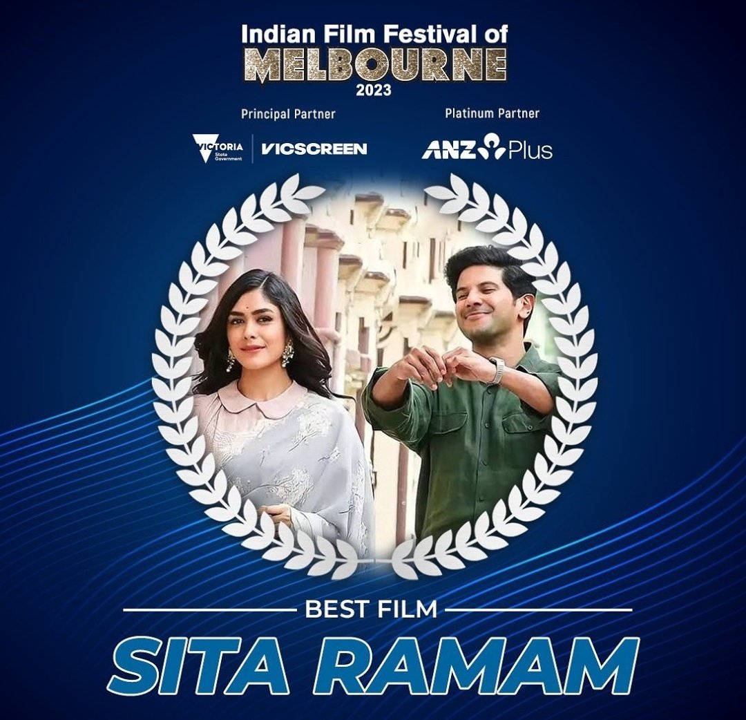 AniDhriti's tweet image. #SitaRamam 🦋🦋Wins Best Film at #IFFM2023 ...!😍🦋❤️✨✨

.@dulQuer ❤ @MissThakurani❤ 

#KingOfKotha

#MrunalThakur #DulquerSalmaan