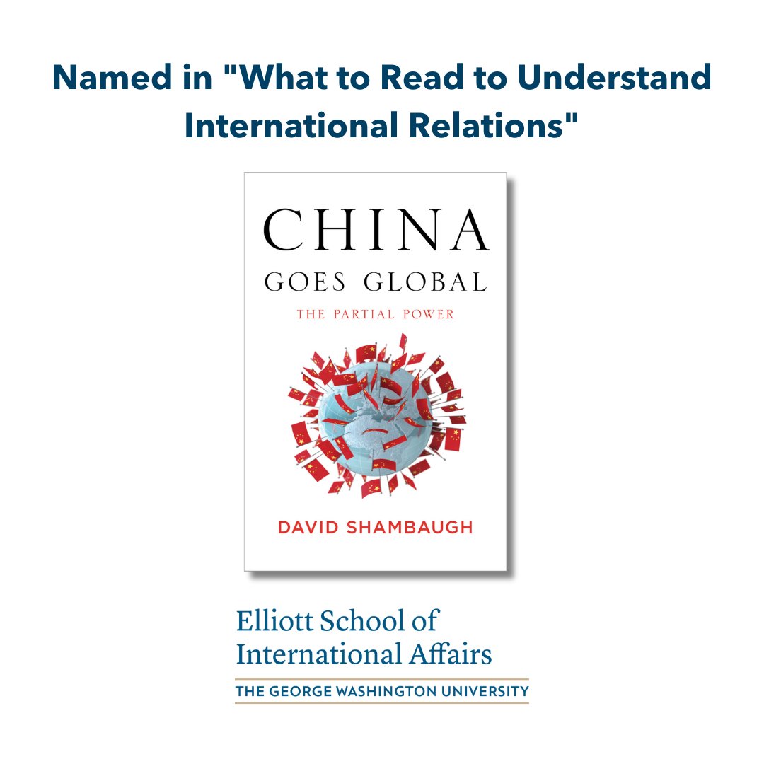 Congratulations to Professor David Shambaugh, whose book “China Goes Global: The Partial Power" has just been selected as one of the five most important books published on international relations by The Economist! #ElliottProud

Read the article ⬇️
economist.com/the-economist-…
