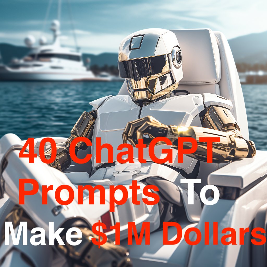 30 ChatGPT Prompts To Make You $1M Dollars

Never make a wrong business decision again

[Bookmark to save as a guide🔖]

1) Blue Ocean Strategy: 

"Evaluate [my business decision] using the Blue Ocean Strategy. Consider how this decision can create a new uncontested market space,