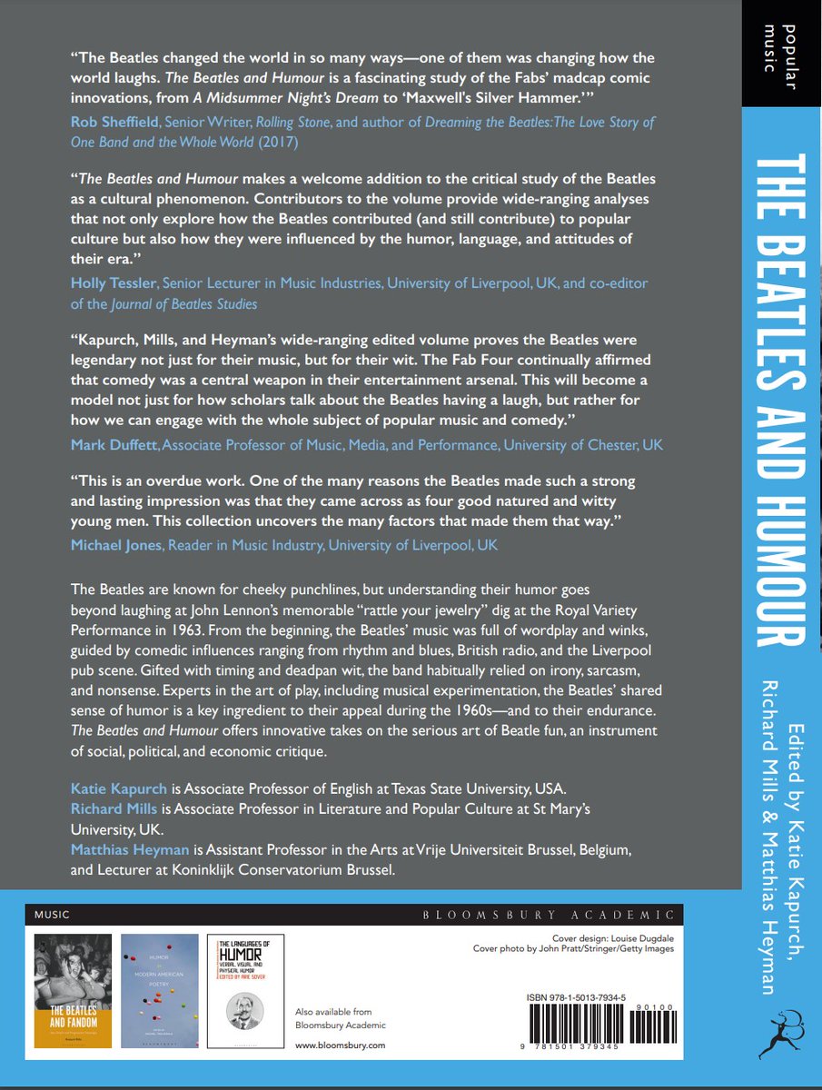 #TheBeatles AND HUMOUR: Special thanks for endorsements from <a href="/robsheff/">rob sheffield</a> <a href="/drhollytessler/">Holly Tessler</a> <a href="/SoundResearch/">Mark Duffett</a> and Michael Long! (2/4)