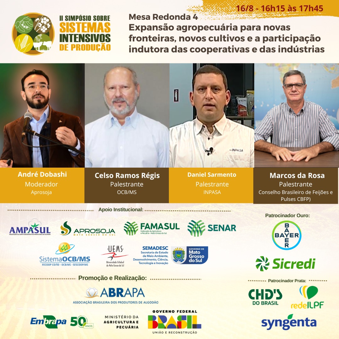 Aprosojams's tweet photo. 🗓️ Participe do #SIP2023 - Simpósio sobre Sistemas Intensivos de Produção, de 15 a 17 de agosto, na Universidade Estadual de Mato Grosso do Sul (UEMS), em Campo Grande.

#aprosojams #ms #agricultura #agronegocio #graos #soja #milho #agricultor #plantio #colheita https://t.co/VtBBU37p2q