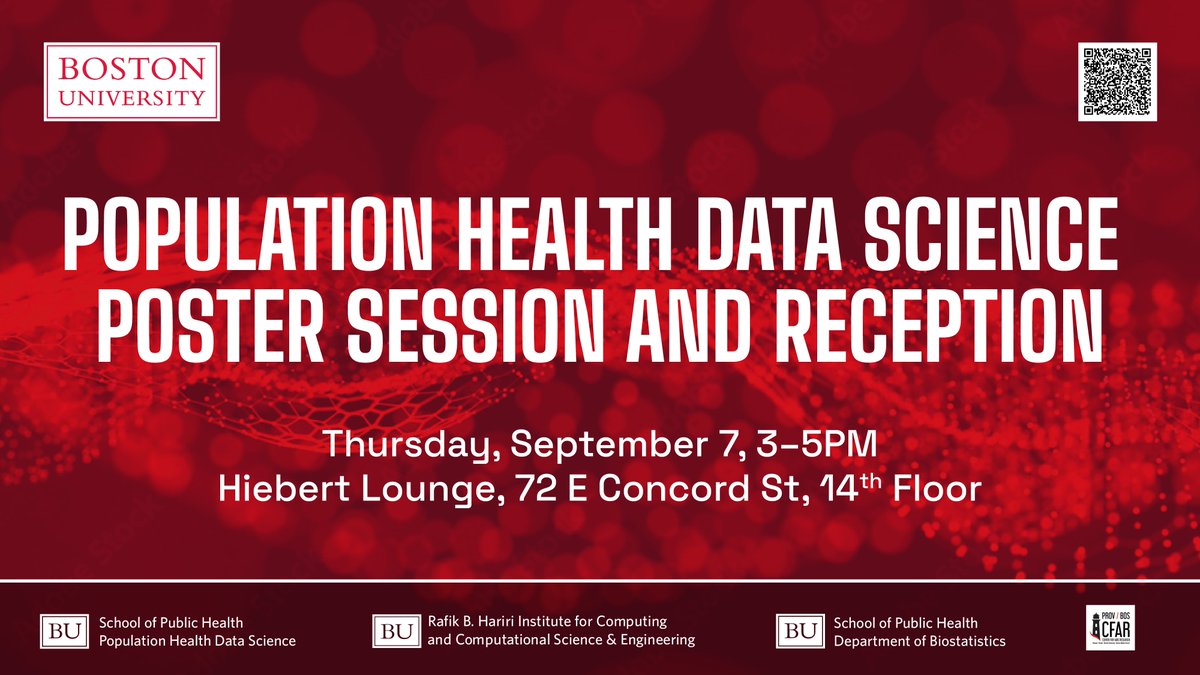 Want to learn more about how Data Science informs healthcare practices and policies? Join us on 9/7 at 3pm ET @BUMedicine for the Population Health and Data Science Poster Session & Reception. More information and registration: bu.edu/hic/noteworthy…