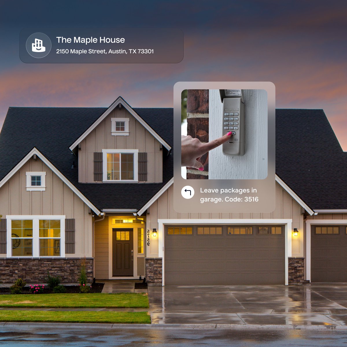 Residents of The Maple House are away for the weekend, so they’ve left a guide for delivery workers with instructions for where to leave their packages. 📦