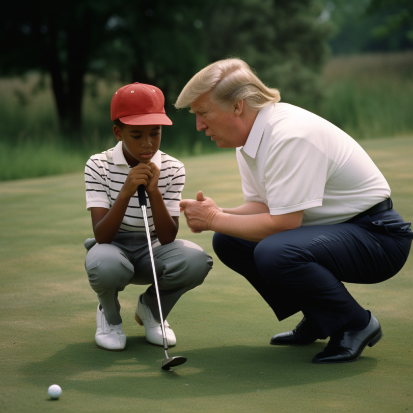 Donald Trump teaches a young Tiger Woods how to golf - 1979.