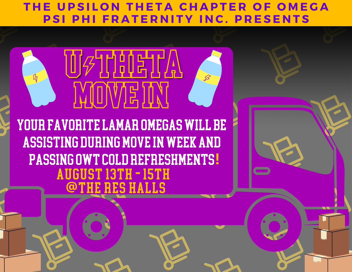 Lamar_Omegas's tweet photo. ‼️WELCOME BACK LU‼️🗣️
We will be assisting with move-in, as well as passing Owt cold waters to help everyone stay hydrated🧊💦.
The brothers have also put together a Move-In Checklist to make your moving experience easier. 📝
#LU23 #LU24 #LU25 #LU26 #LU27 https://t.co/KRude2uigr