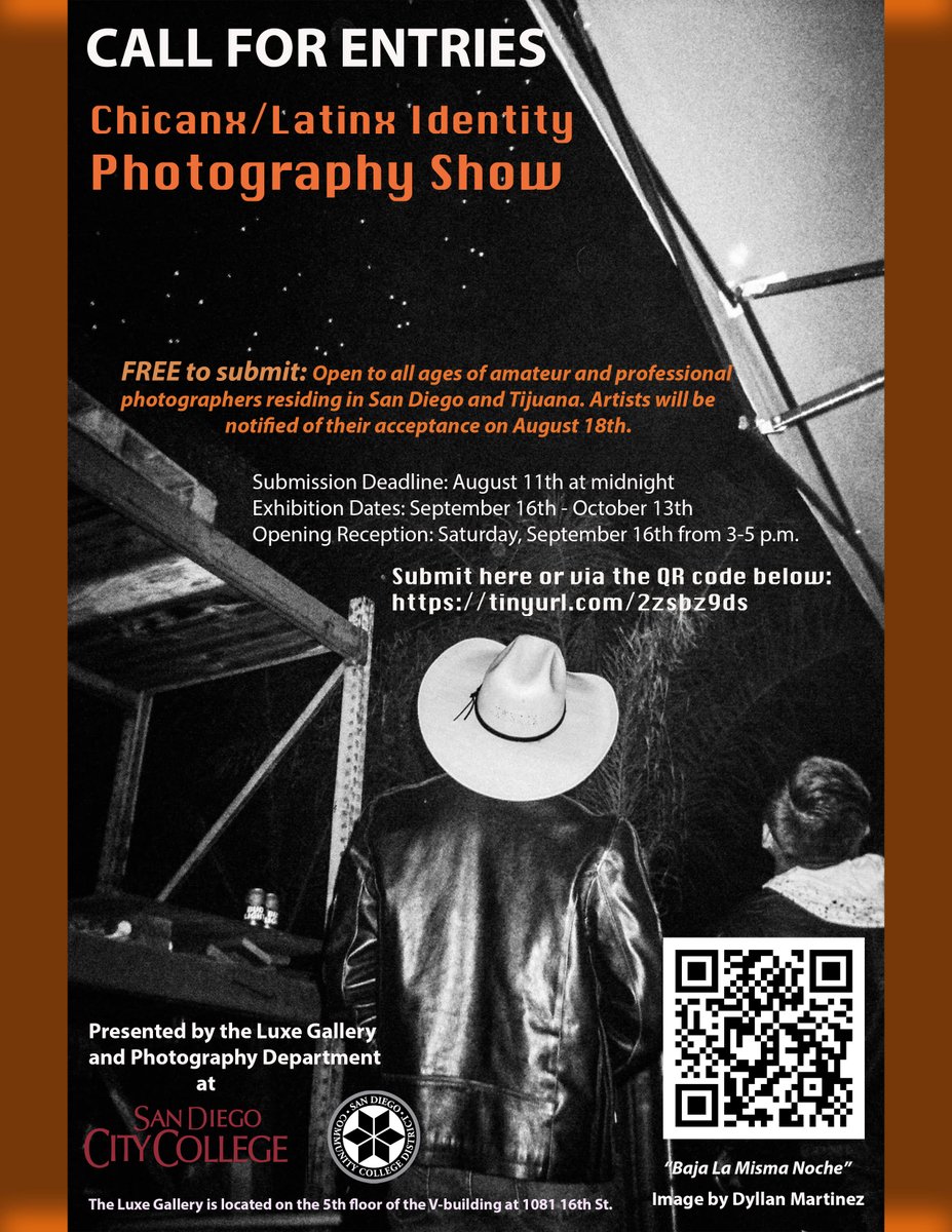 ernestorivera's tweet photo. 📣Last call for entries!📸

I'm a juror for the upcoming Chicanx/Latinx Identity Photography Show at @sdcitycollege, and we're accepting entries until tonight, Aug. 11, at midnight!

More info: https://t.co/5vz7pesDj9 https://t.co/wzMl6Akj2d