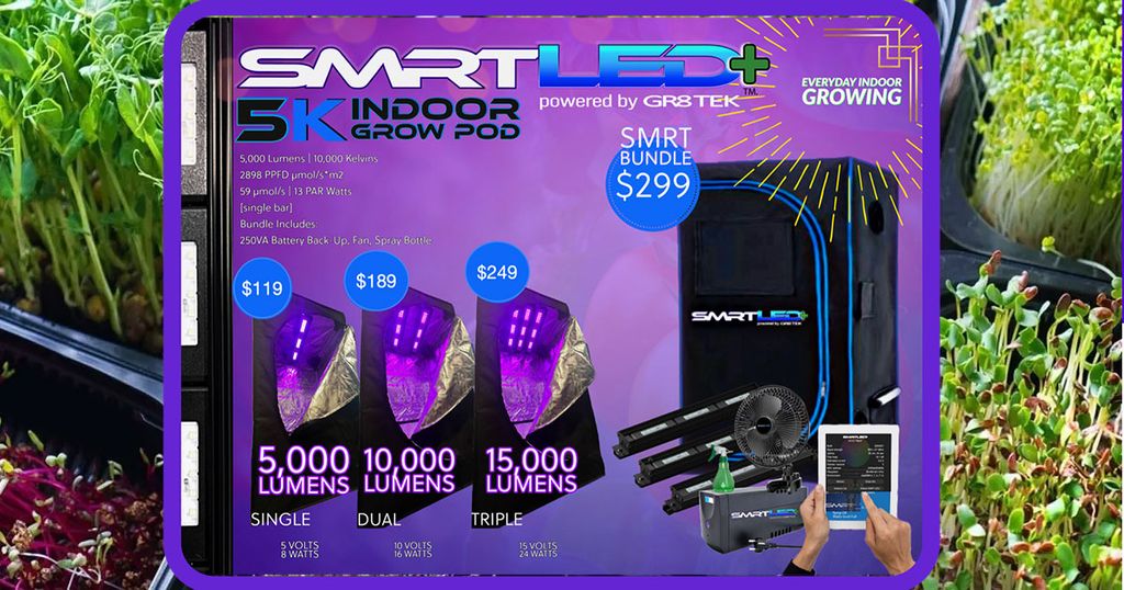great_tek's tweet photo. EVERYTHING YOU NEED TO START GROWING AT HOME $119 ! Complete tented grow light system | SMRT LED+ app enabled Lighting System 
https://t.co/jHHCn8En71 
#microgreens  #netzero #hydroponics #verticalfarming #netzero #climatechange #climateaction #GR8TEK #agricultureandyoung https://t.co/zAkMOozApA