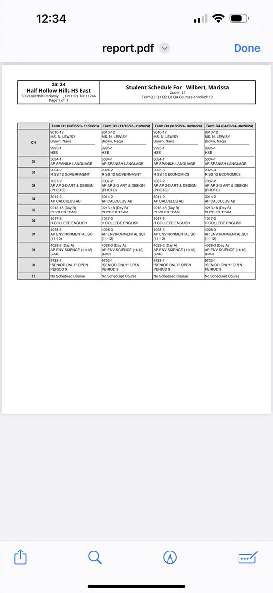 marissa_wilbert's tweet photo. After a few pre reads - updated senior year schedule. 4APs. 1 Honors. @DukesPremier18u @ChicagoSoftball  @HamCollSoftball @Wes_Softball @babsonsoftball @TuftsSoftball @CASunDevil02 @SwatSoftball_ https://t.co/RnI4XqY8t9