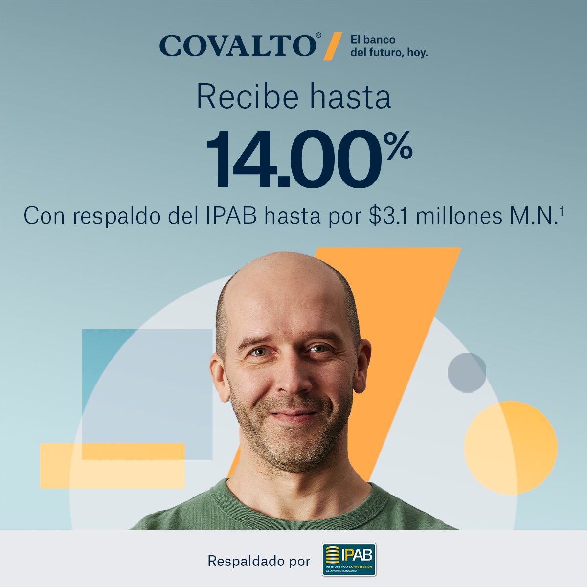 bancocovalto's tweet image. Contrata un Pagaré sólido y respaldado por el IPAB y gana hasta 14.00% anual por tu inversión. Solicita tu cuenta: covalto.com/invierte-hoy
#inversiones2023 #dinero #IPAB