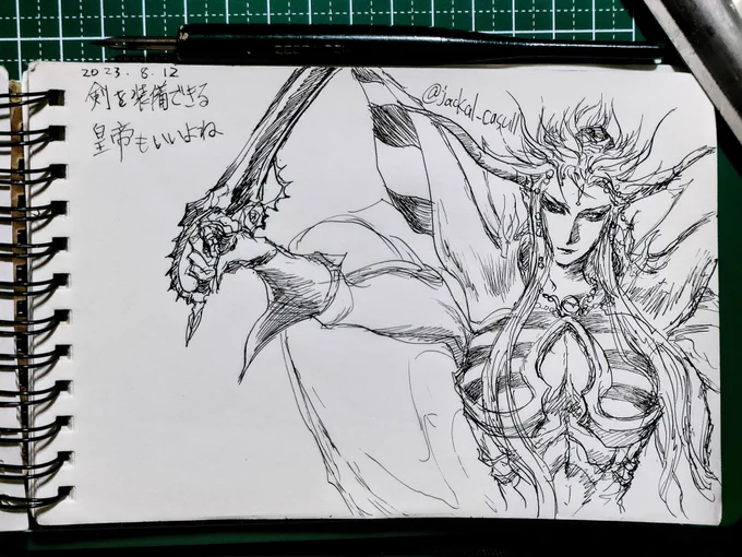 剣を装備した皇帝の絵を描きました 初代DFFとかレコードキーパーの皇帝は剣を装備できてかっこいいぞ 