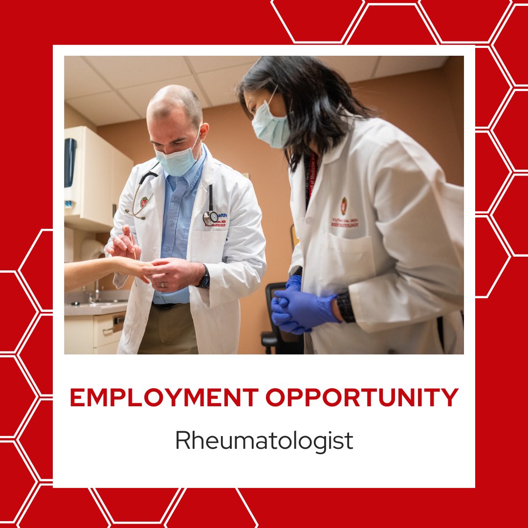 Join our exceptional faculty at UW Rheumatology <a href="/uw_medicine/">University of Wisconsin Department of Medicine</a>. Rheum Reimagined: care for patients <a href="/UWHealth/">UW Health</a>, teach the next generation <a href="/uwsmph/">UW School of Medicine and Public Health</a>, pursue research &amp; innovation. Learn more &amp; apply: jobs.wisc.edu/jobs/rheumatol…