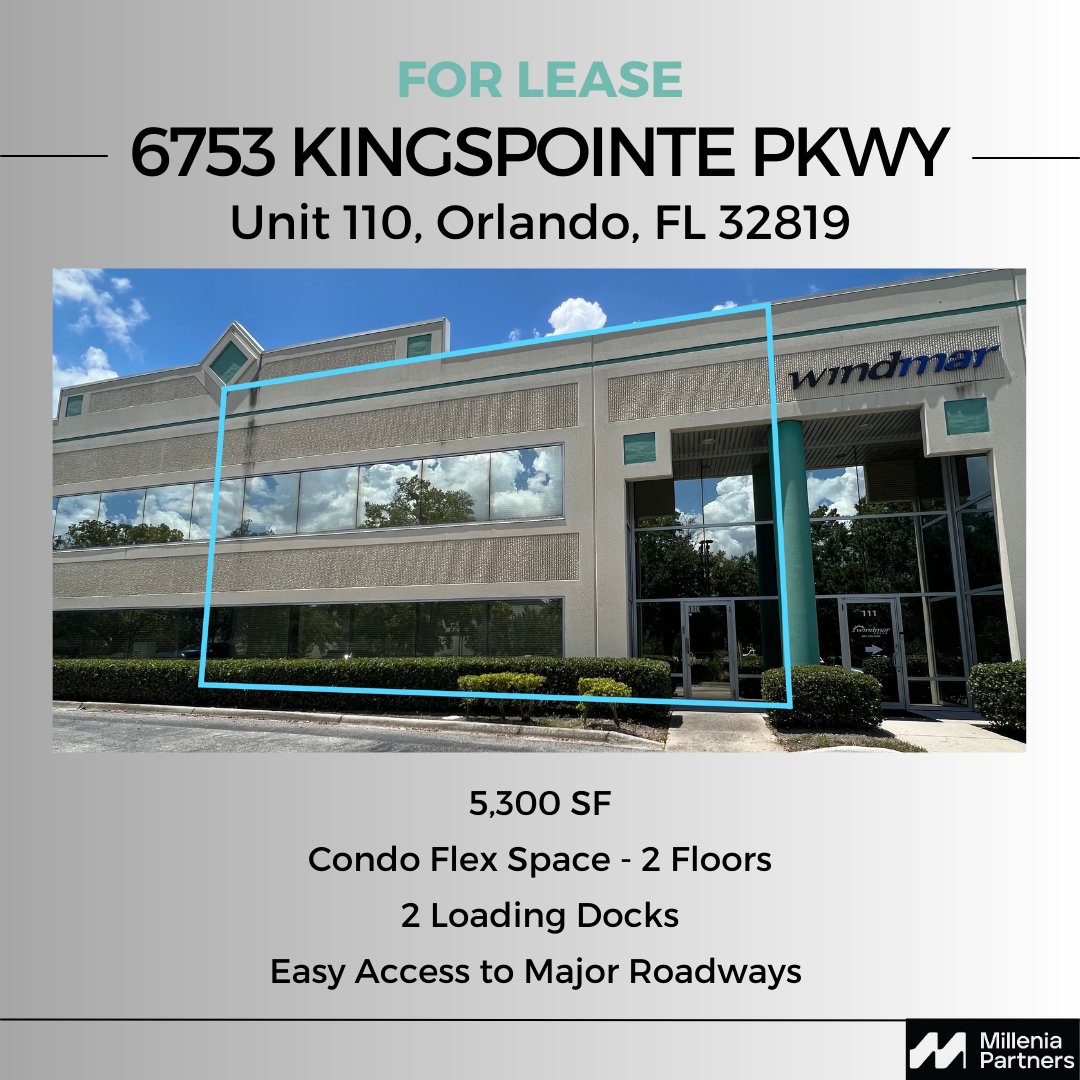 trilingualteam's tweet image. 🚨NEW #LISTING ALERT🚨

Looking to lease a 5,300 SF #FlexSpace with two #loadingdocks, two floors, and in a great #location? Look no further: 6753 Kingspointe Pkwy, in Orlando, Florida, is perfect for you. 

Reach out for more information.📲

#CRE #RETWIT #commercialrealestate