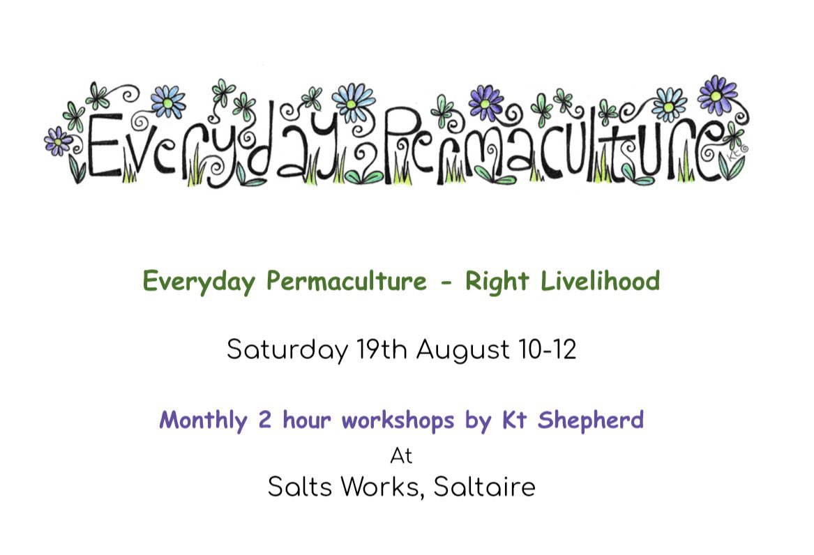 KtPermaculture's tweet photo. Taking place at the brilliant @SaltsWorks in Saltaire, West Yorks. This workshop is a chance to learn how permaculture design can help you to create ways of working or spending your time, that connect with your own values about life.
https://t.co/anUAxgzMM4
#rightlivelihoods https://t.co/7G54HwK2lZ