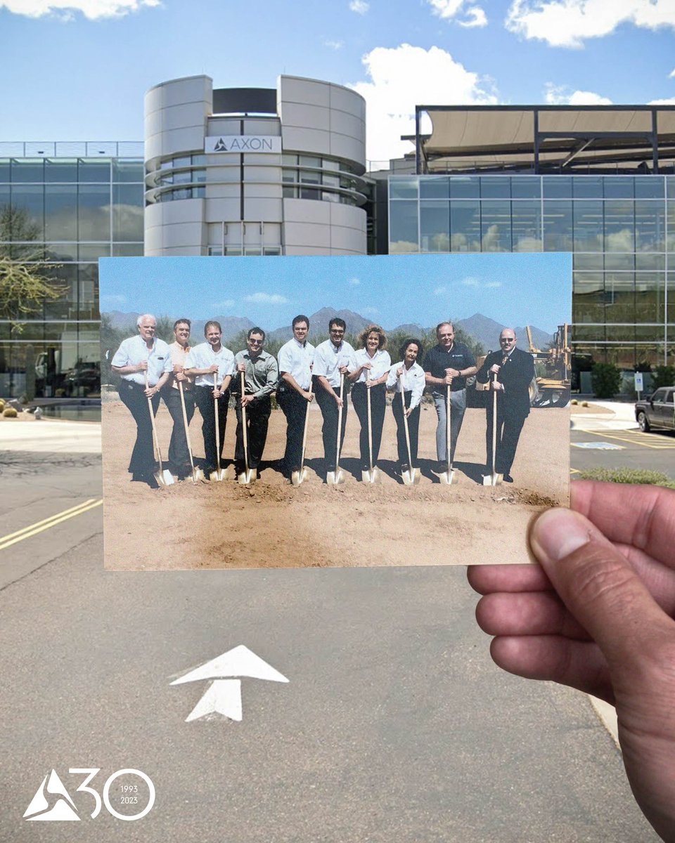 axon_enterprise's tweet photo. Then & Now! Looking back to 2004, we can still picture our executive team breaking ground on our headquarters in Scottsdale, AZ.
Learn more at https://t.co/XZcWxJqypC
#Axon30 #ProtectLife https://t.co/abyhNPossa