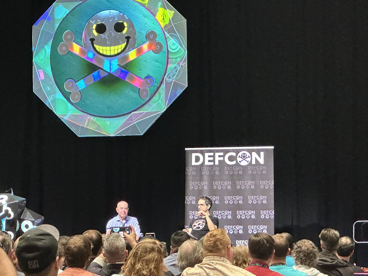 At <a href="/defcon/">DEF CON</a> 31 listening to the Secretary of State for Homeland security and The dark tangent <a href="/thedarktangent/">Jeff Moss</a> having a fireside chat