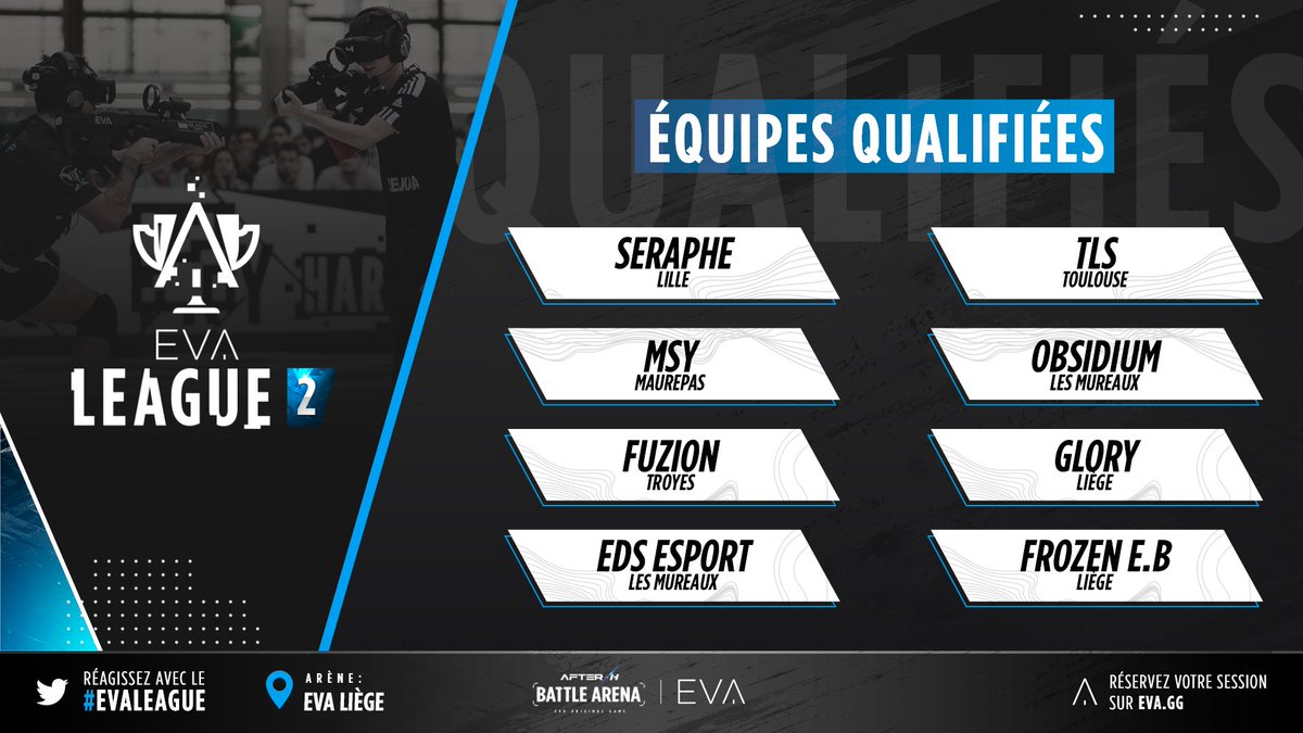 Le prochain tournoi d'#EVALeague 2 arrive très VITE 🔥
👉Rendez-vous le 17 septembre prochain à Liège

⬇️Retrouvez la liste complète des équipes participantes ici⬇️