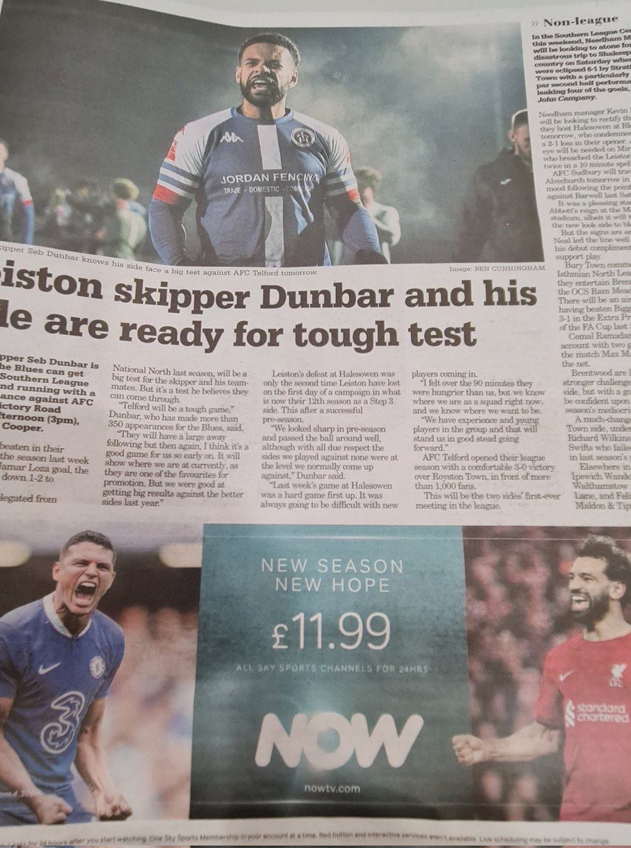 Page 53 of today's <a href="/EADT24/">East Anglian Daily Times</a> 

📸 <a href="/BasiDunbar/">Sebastian Dunbar</a>

With <a href="/MoSalah/">Mohamed Salah</a> <a href="/tsilva3/">Thiago Silva</a> keeping him company 🤣