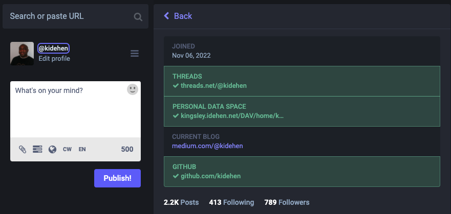 kidehen's tweet photo. BOOM!
User-controlled #identity comes to #threads.
Why is this important?
Self-sovereign identity across #socialmedia and other #dataspaces across the #Web.
This is a big move by Threads!
#RelMeAuth #OpenWeb https://t.co/h2keLBzCez