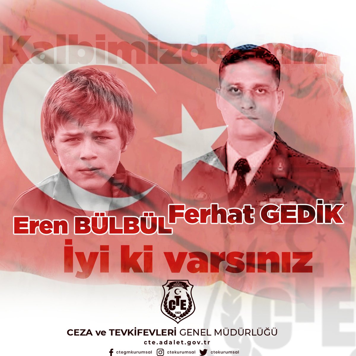 Altı yıl önce, teröristlerle girilen çatışmada şehit edilen 15 yaşındaki Eren Bülbül'ü ve bölgede kahramanca görev yapan Jandarma Astsubay Kıdemli Başçavuşumuz Ferhat Gedik’i şehadetlerinin yıl dönümünde rahmetle anıyoruz.

#İyikiVarsınEren 🇹🇷
#ErenBülbül