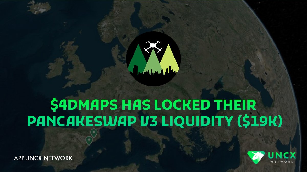 WIPbyuncx's tweet photo. The team at @4dTwinMaps has locked their #PancakeSwap v3 liquidity forever! 🔥 

Now #4DMAP's liquidity pool has Full Range Protection enabled ✅ (A base layer of liquidity will always be active regardless if LP was supplied within concentrated ranges).

https://t.co/2bwNdPKjzA https://t.co/OZsIa8OhYS