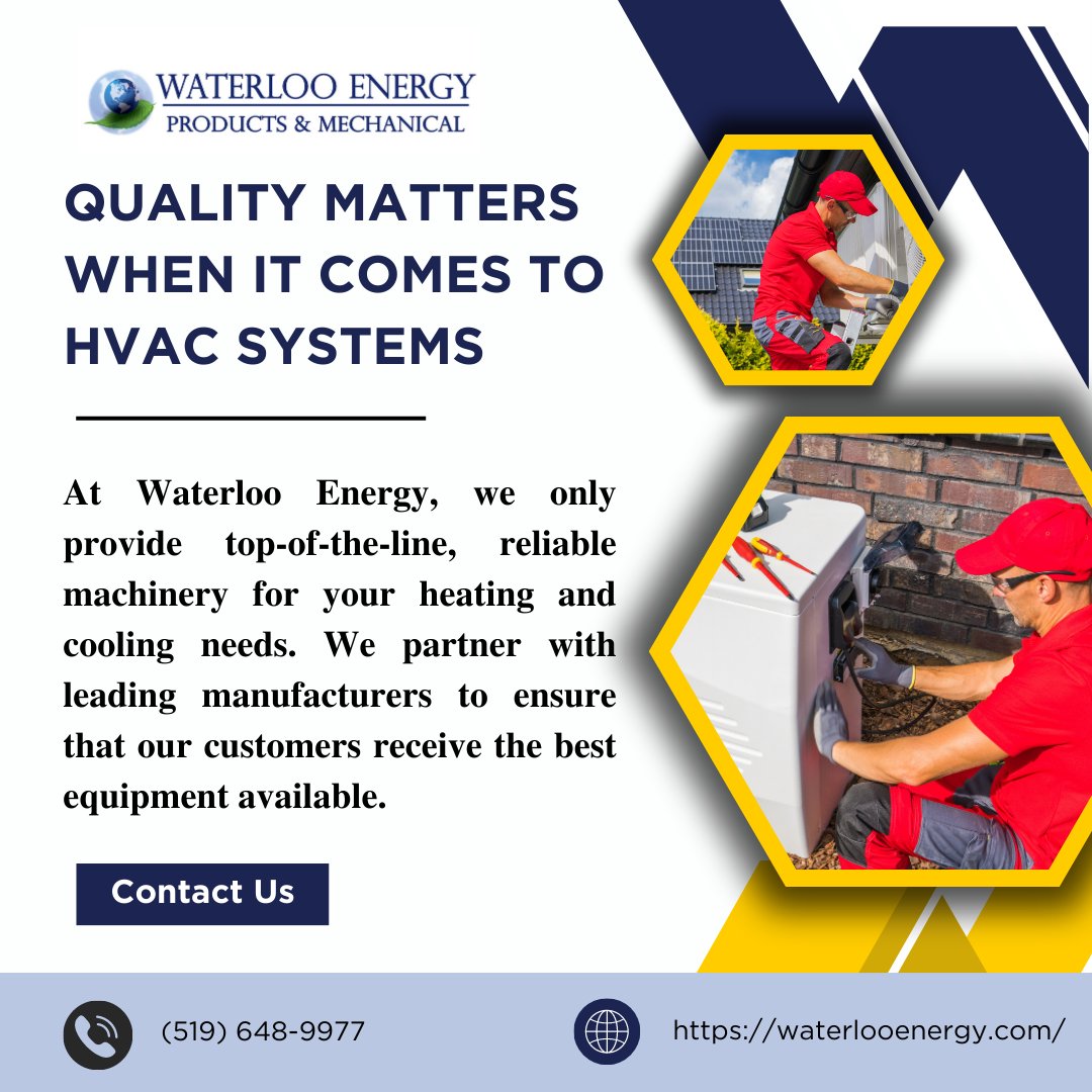 Reliable Machinery - Quality matters when it comes to HVAC systems. At Waterloo Energy, we only provide top-of-the-line, reliable machinery for your heating and cooling needs. We partner with leading manufacturers to ensure that our customers receive the best equipment.