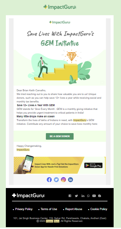 BrianK_C's tweet photo. Hi @ImpactGuru, you're doing commendable work but please consider adding an 'unsubscribe' option in your emails for those who don't want to receive communication from you. Else, marking your emails as spam is the only option. Thank you! https://t.co/g5xjbngp7I