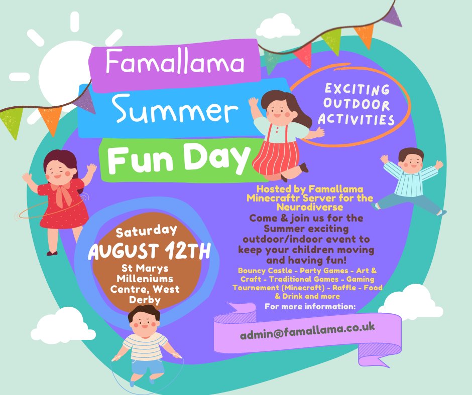 Famallamas's tweet image. It's our annual meet up tomorrow @MarysCentre We can't wait to see everyone. Hopefully the weather will be good 🌞🌞 #autismevents #summer2023 #SummerVibes