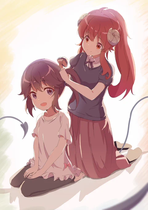 #推しの初描きと現在の絵を載せる   推し迷いますがよく描く作品の子で! まちカドまぞく←2022〜2021→ おにまい←2023 5月22〜1月29日