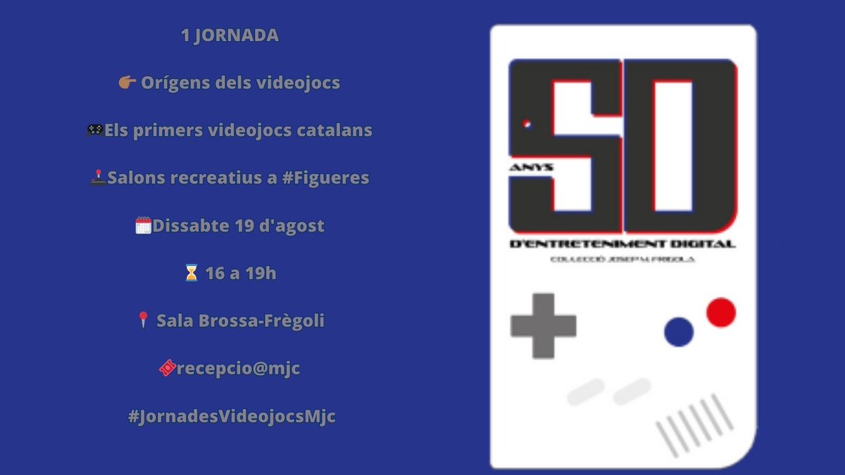 🎮Les jornades seran moderades per Josep Maria Frigola,col·leccionista i comissari de l’exposició 50 anys d’entreteniment digital.Col·lecció Josep Maria Frigola, i Àlex Roca, experimentat desenvolupador, conferenciant i expert en història del videojoc 
👇🏾1⃣ jornada #VideoJocsMjc