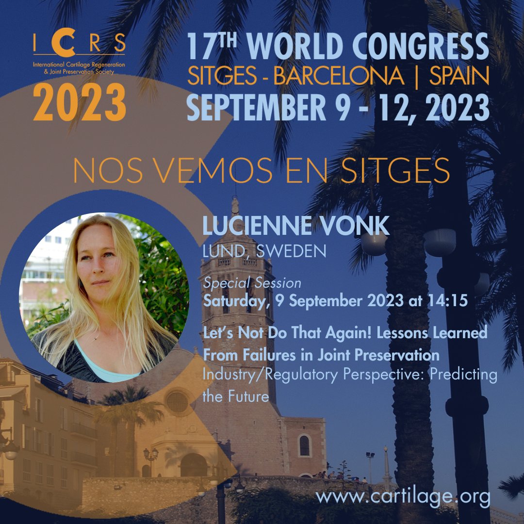 Join us in Sitges for the 17th ICRS World Congress featuring cutting-edge research on #cartilage repair and joint preservation.
@CartilageRepair 
cartilage.org/icrs2023-world…