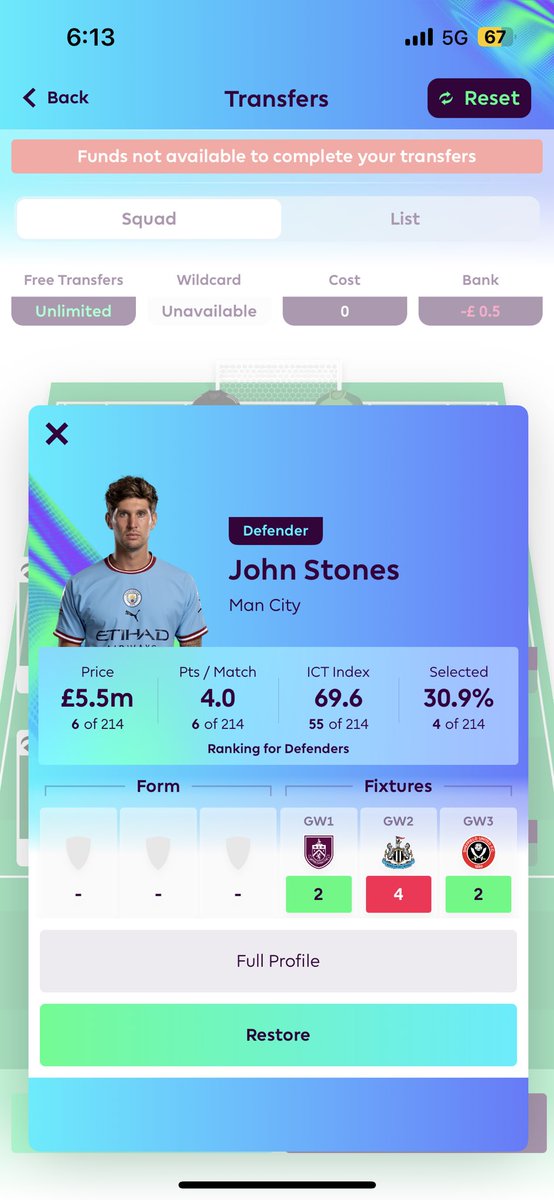 ideepmatizen's tweet photo. @OfficialFPL 
Bizzare response of the app.

Can’t change the players 
Have to reset everything https://t.co/lp5DjDdZWt