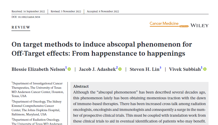 VivekSubbiah's tweet photo. ⭐️#Fridaymorningreads 📚 Who said only movies can come in sequels? 🎬 Academic papers can be in sequels too! 📝 Dive into the captivating trilogy on the ABSCOPAL effect and unlock the mysteries of this fascinating phenomenon in 3 different amazing journals🌟🔬 #AbscopalEffect #AcademicSequels #ResearchTrilogy
@MCT_AACR @MedCellPress @JournalCancer
#CancerMedicine 📚📷 @BlessieNelson @OncoAlert
@jacobadashek 
Links to papers  
1.  https://t.co/NuhZj0BIx4
2. https://t.co/r78YG568lI
3. https://t.co/rh81Q3HyvR