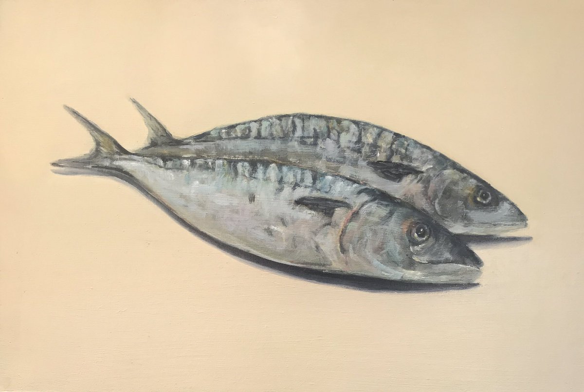 davidbeatsonart's tweet photo. “Cornish mackerel” oil on panel 13.5x9”. #oilpaint #art #ArtOnFriday https://t.co/lfII1Hut1J