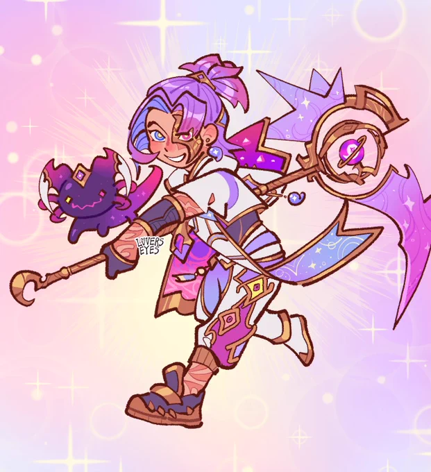 (league of legends) of course i had to draw @Lopvinr's star guardian kayn concept. and make rhaast a little creachure