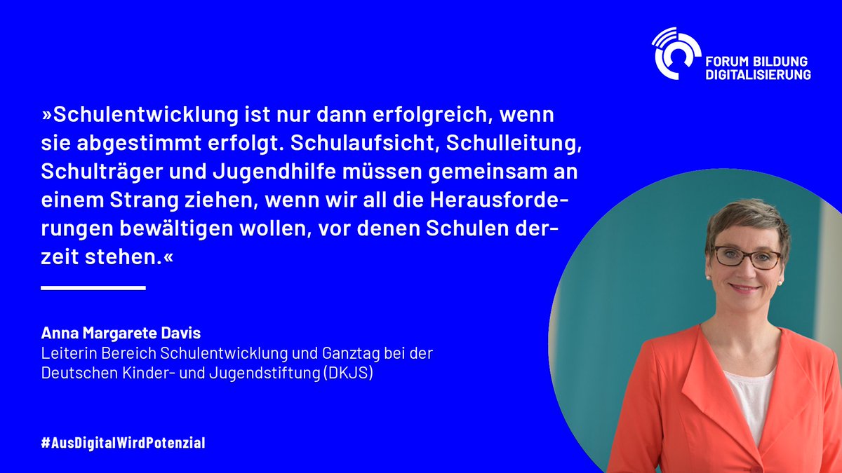 ForumBilDig's tweet photo. Schulentwicklung im Ganztag und in der Digitalität: Im Interview in #PlanBD sprechen Anna Margarete Davis @dkjs_bildung und Michaela Weiß @ForumBilDig über Herausforderungen und Synergien. #AusDigitalWirdPotenzial #twlz
👉 https://t.co/EknzQHDL8g https://t.co/hKfakfQF0y
