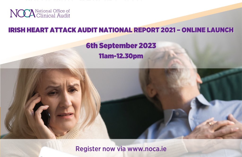 Save the date! NOCA will be launching the Irish Heart Attack Audit 2021 online on September 6th 11am-12.30pm Speakers include Dr Ronan Margey, Prof Kieran Daly, Pauline O’Shea & Prof Tom Kiernan. There will also be a Q&A with the speakers Register here: us02web.zoom.us/webinar/regist…
