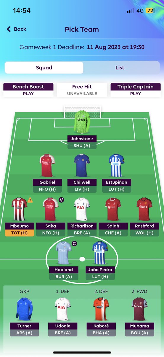 AlexSmithRam's tweet photo. @dzikodelija @FPL_Harry 15/15 🤝 only debating Mbeumo. Mitoma is tempting… https://t.co/wUkhPflb68