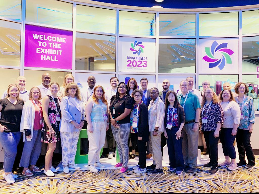 EPAregion6's tweet photo. We’re here! We are currently at the National #Brownfields2023 Training Conference in Detroit! This brings together stakeholders from government, industry, and the community to share knowledge on the remediation & redevelopment of contaminated properties, known as brownfields. https://t.co/yCCFAGUycG