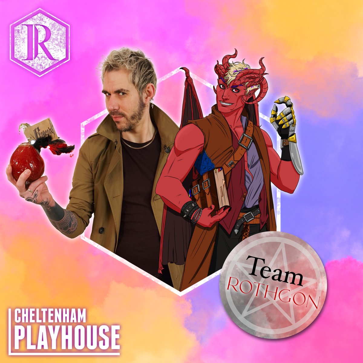 damn_dice's tweet photo. Are you Team Rothgon? 🔥 Well make sure you pick up a 'Team Rothgon' sticker, exclusively available at our live shows, on 12th August at the @CheltPlayhouse!!

#DnD #LiveShow #RTDD #LGBTQ https://t.co/AD0nTOtrrK