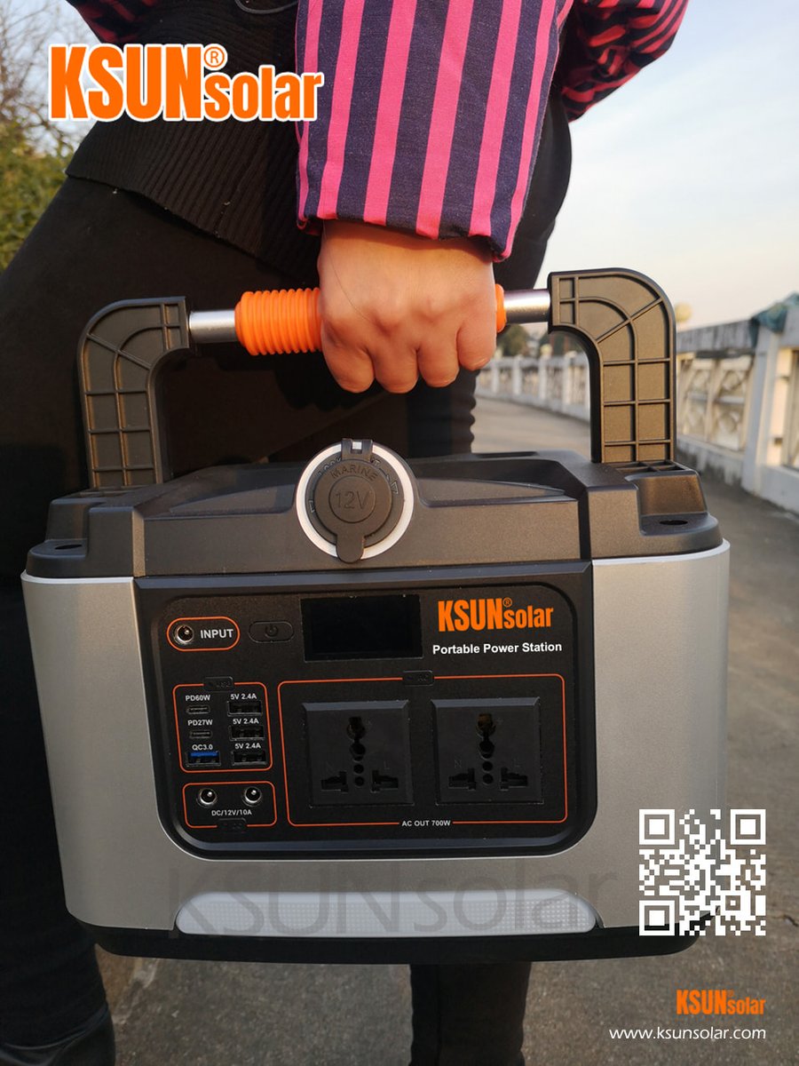 KSUN_solar's tweet photo. 648Wh Portable Power Station 
USB Output :
3 x USB 5V/3.1A
1 x USB QC3.0 : 5～12V/2.25A（QC3.0）
Type-C1 PD60W , Type-C2 PD27W
DC Output : 2×5.5*2.1mm DC 12V/10A Max.
AC Output : AC Sine Wave Output 110V/220V±5V, 50Hz/60Hz±3Hz https://t.co/SoBV0Li5TR