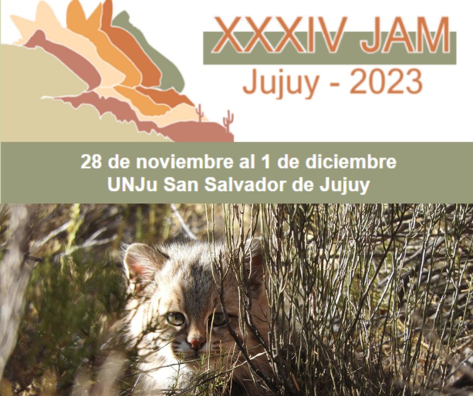 ambientejujuy's tweet photo. Declaramos de Interés Ambiental a la XXXIV Jornadas Argentinas de Mastozoología.
La misma se realizará en la Ciudad de San Salvador de Jujuy, entre el 28 de noviembre y el 01 de diciembre del corriente año, en el ámbito de la Universidad Nacional de Jujuy.
https://t.co/S023D0VLrw https://t.co/jCjQnpU1CI