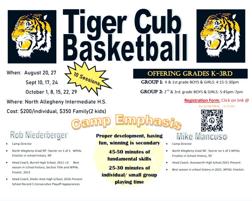 The first session of Tiger Cub Basketball is only a few days away! Still time to sign 🆙 🏀🔥🐯