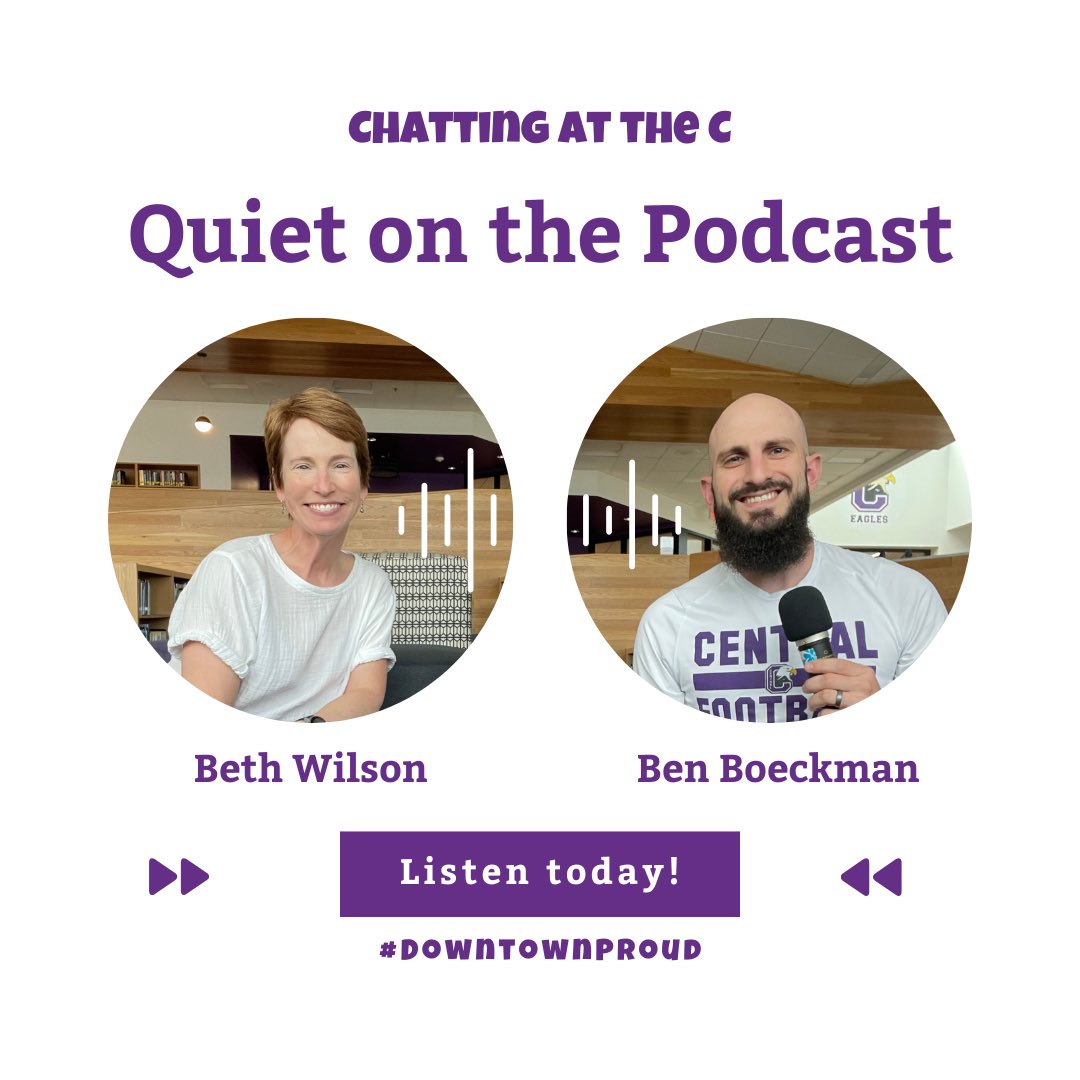 Shhh quietly and quickly follow the link to our new episode with Mrs. Wilson! Her passion for students and love of Central is contagious #DowntownPride

Link: anchor.fm/chattingat-c/e…