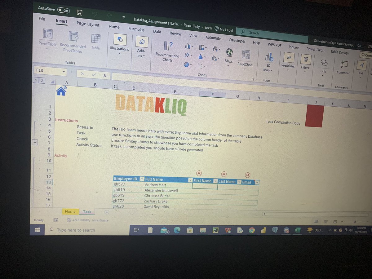 _eyinju22's tweet image. An assignment was given by @DataKliq and because @joseph_fadero already taught us flash fill,In minutes the assignment was done. Omo technology sweet o 😊 ,as I Dey press the function,the flash fill was flash filling,my heart dey sweet me😎
#100daysofDAwithDatakliq 
#Excel
#day7