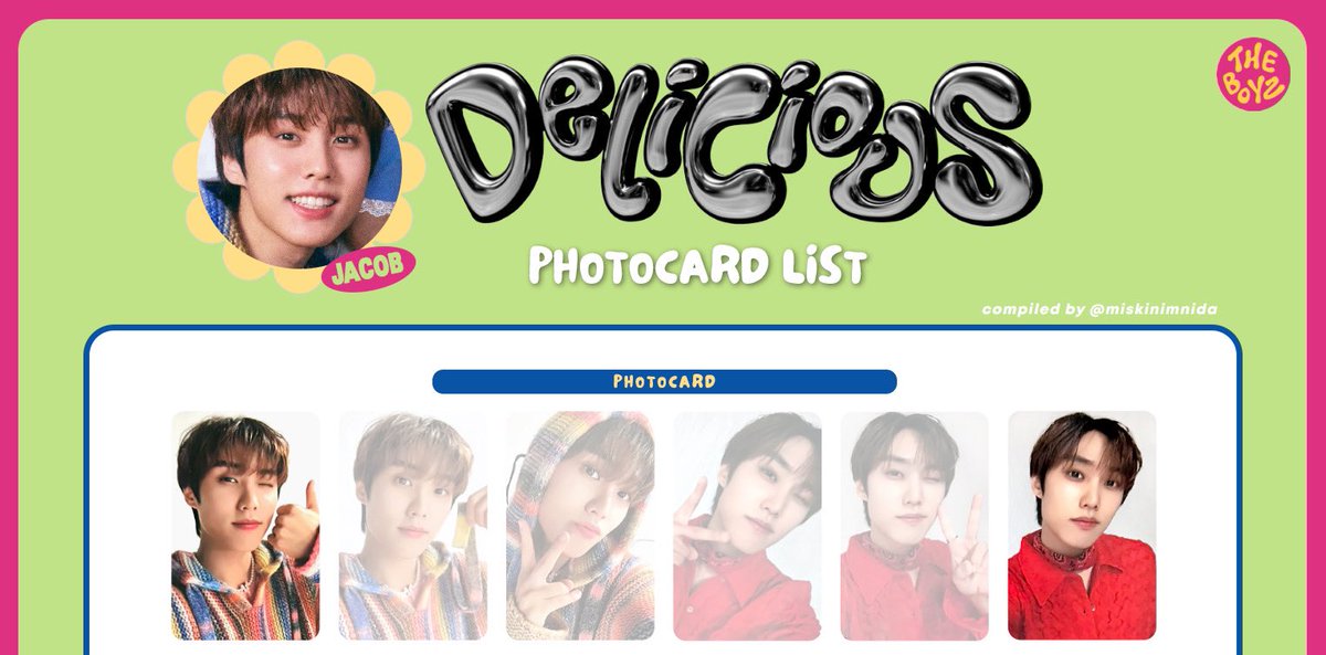 stbz76's tweet photo. THEBOYZ delicious トレカ 交換

譲：画像のもの
ハンニョン、ユニットトレカ（ジュヨン、ヨンフン、ハンニョン、サンヨン）

求：同種 ジェイコブ
2枚目薄くなっていないもの

郵送（同日発送）希望です📮
お気軽にお声かけくだ��い☺️💘 https://t.co/K79xZBeGgb