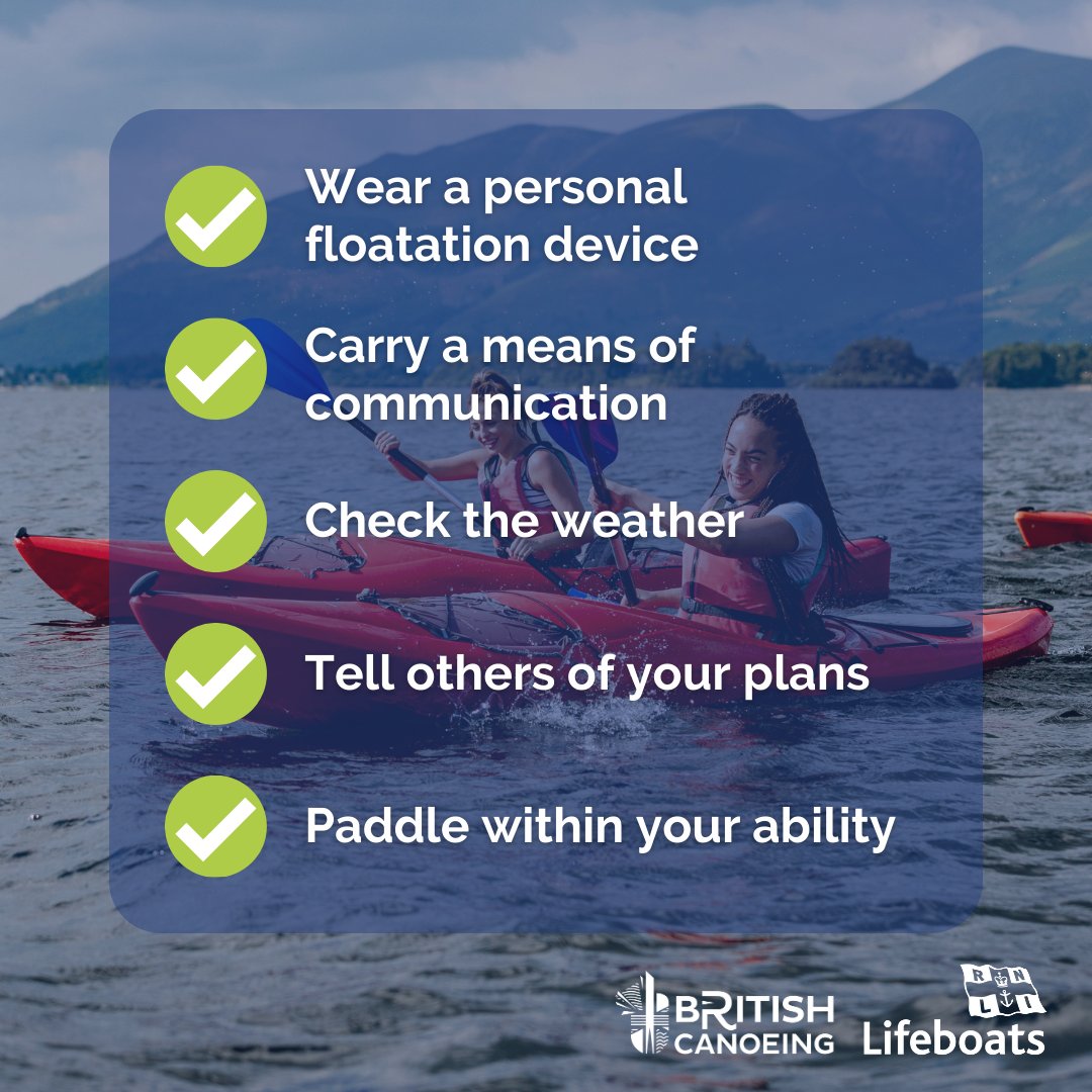 RNLI's tweet photo. We've teamed up with @BritishCanoeing to help you #PaddleSafely this summer. 👇 🧵 

Find our #TopTips here: https://t.co/g0dX4cni7x

#BritishCanoeing #GoPaddling #RNLI #Paddleboarding #Kayaking #Canoeing #PaddleSports https://t.co/jtl0lTmzlb
